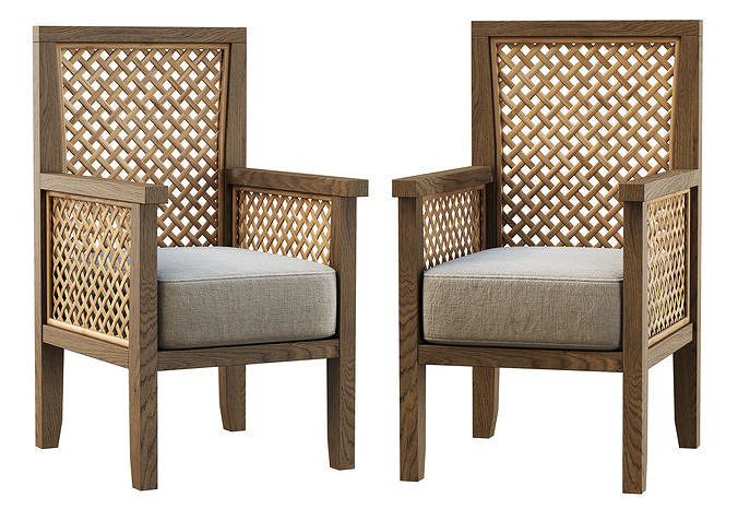 Karen wooden dining armchair 3D model