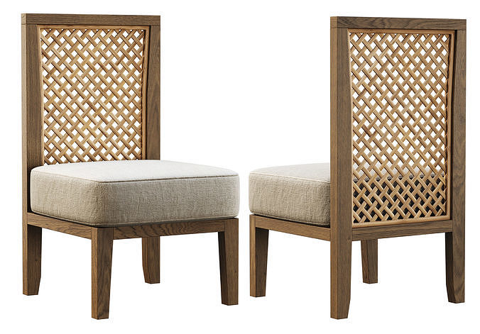 Karen wooden dining chair  3D model