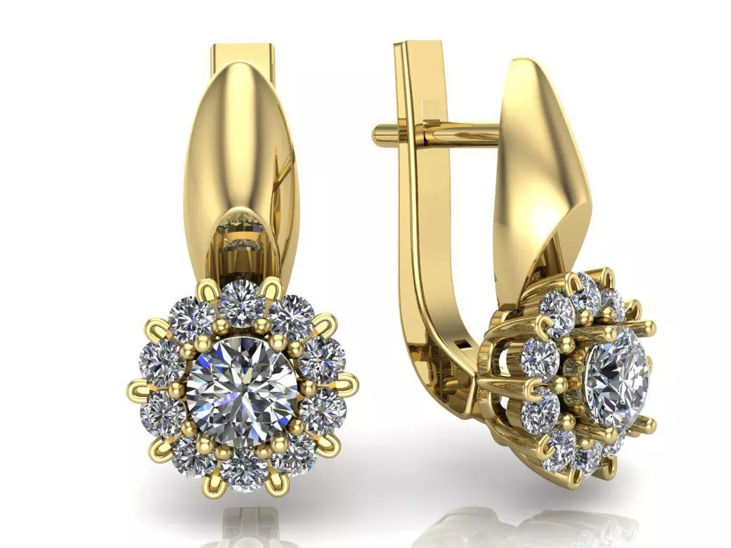 earrings with stones 3D print model_0