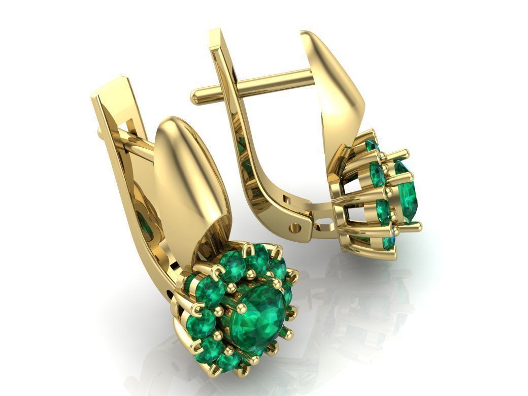 earrings with stones 3D print model_4