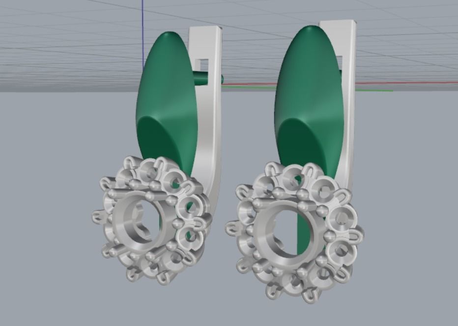 earrings with stones 3D print model_8