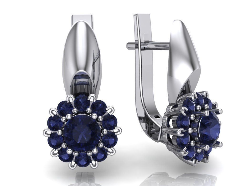 earrings with stones 3D print model_1