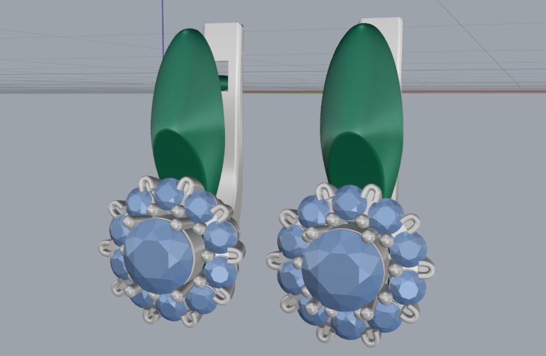earrings with stones 3D print model_5