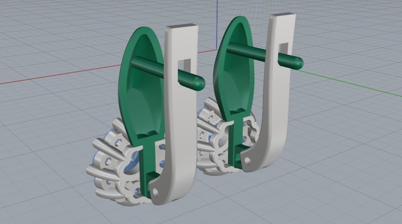 earrings with stones 3D print model_10