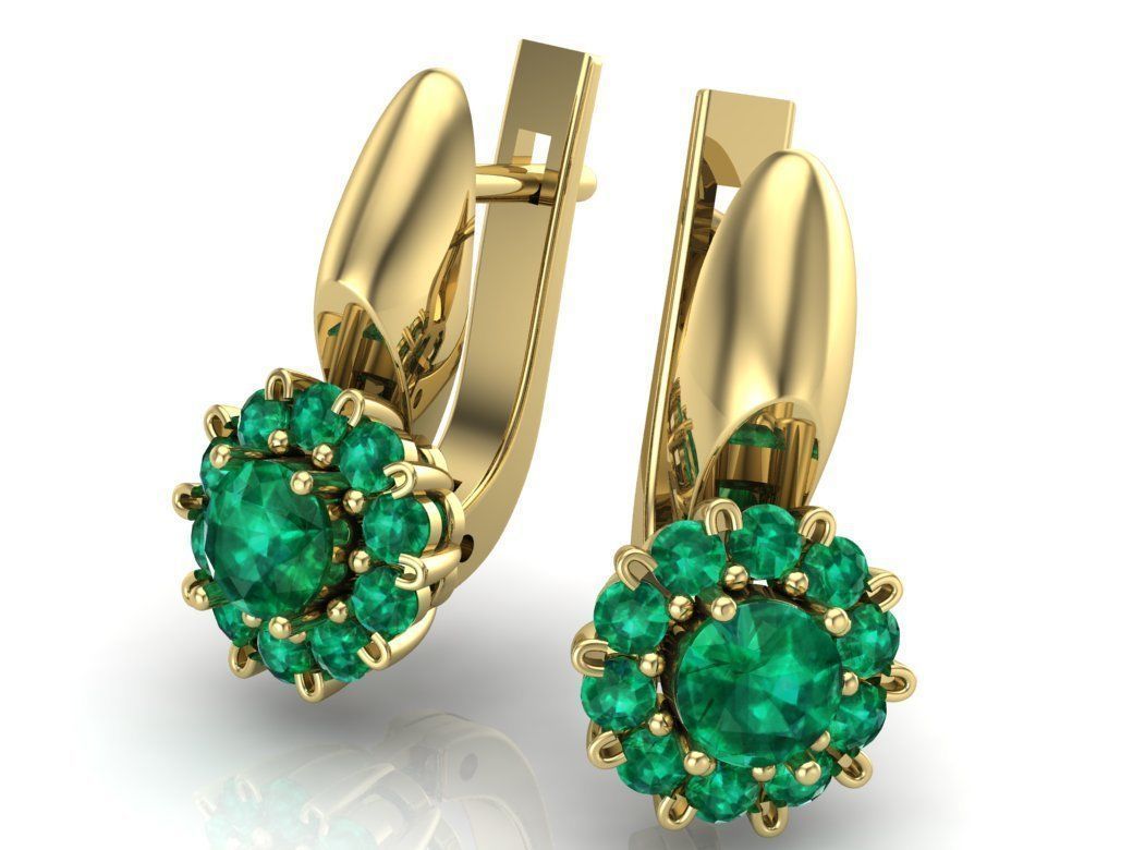 earrings with stones 3D print model_3