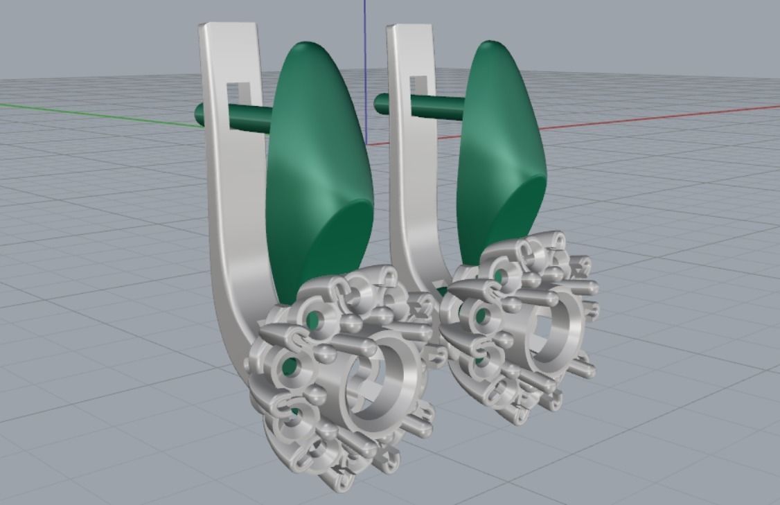 earrings with stones 3D print model_9