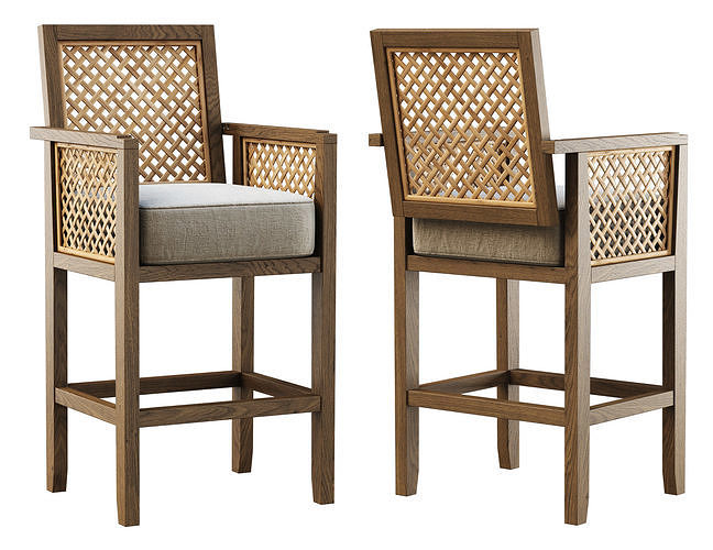 Karen wooden bar stool  3D model
