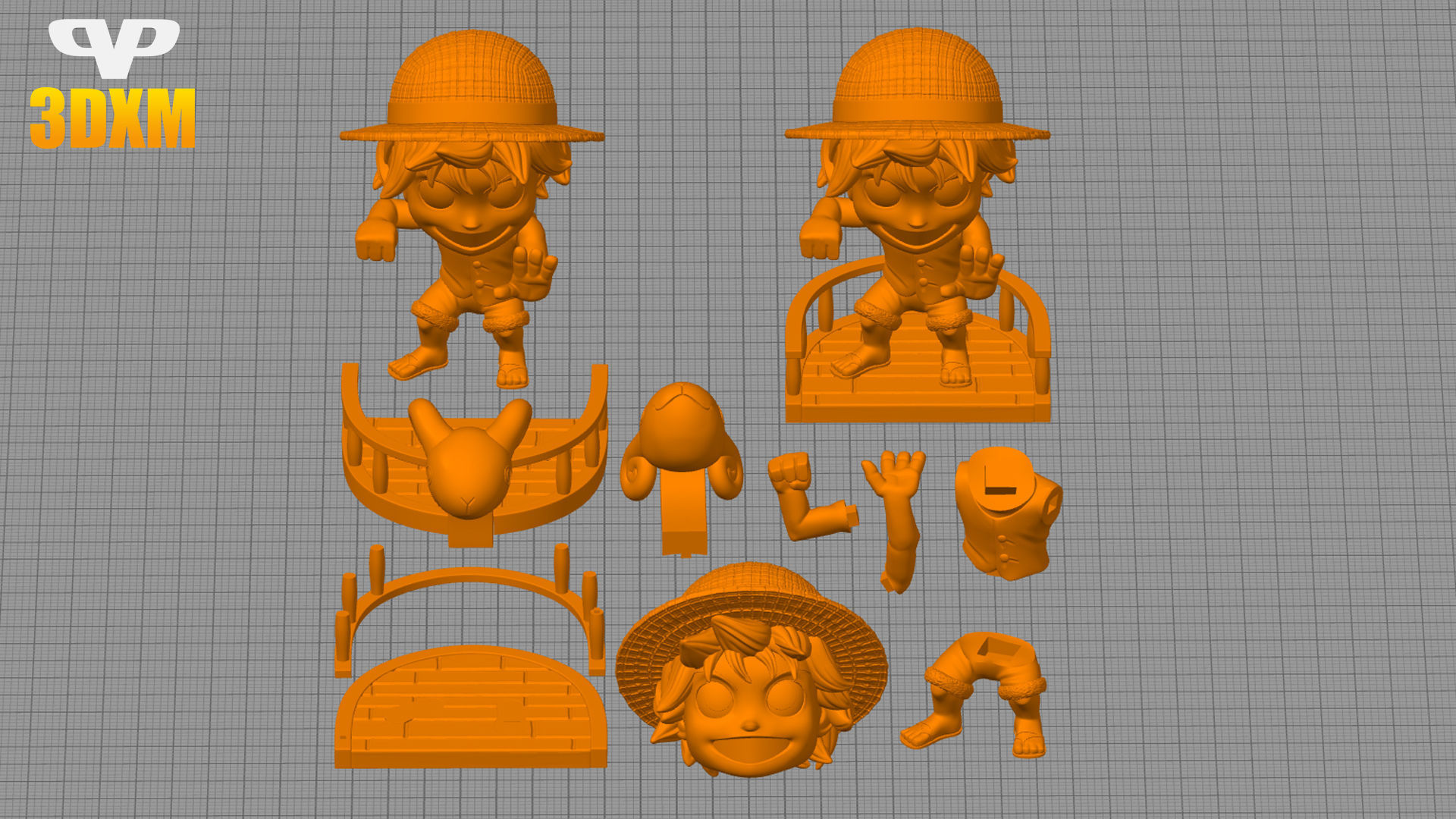 Luffy Chibi STL for 3D Printing 3DXM ChibiSTL 3D print model_1