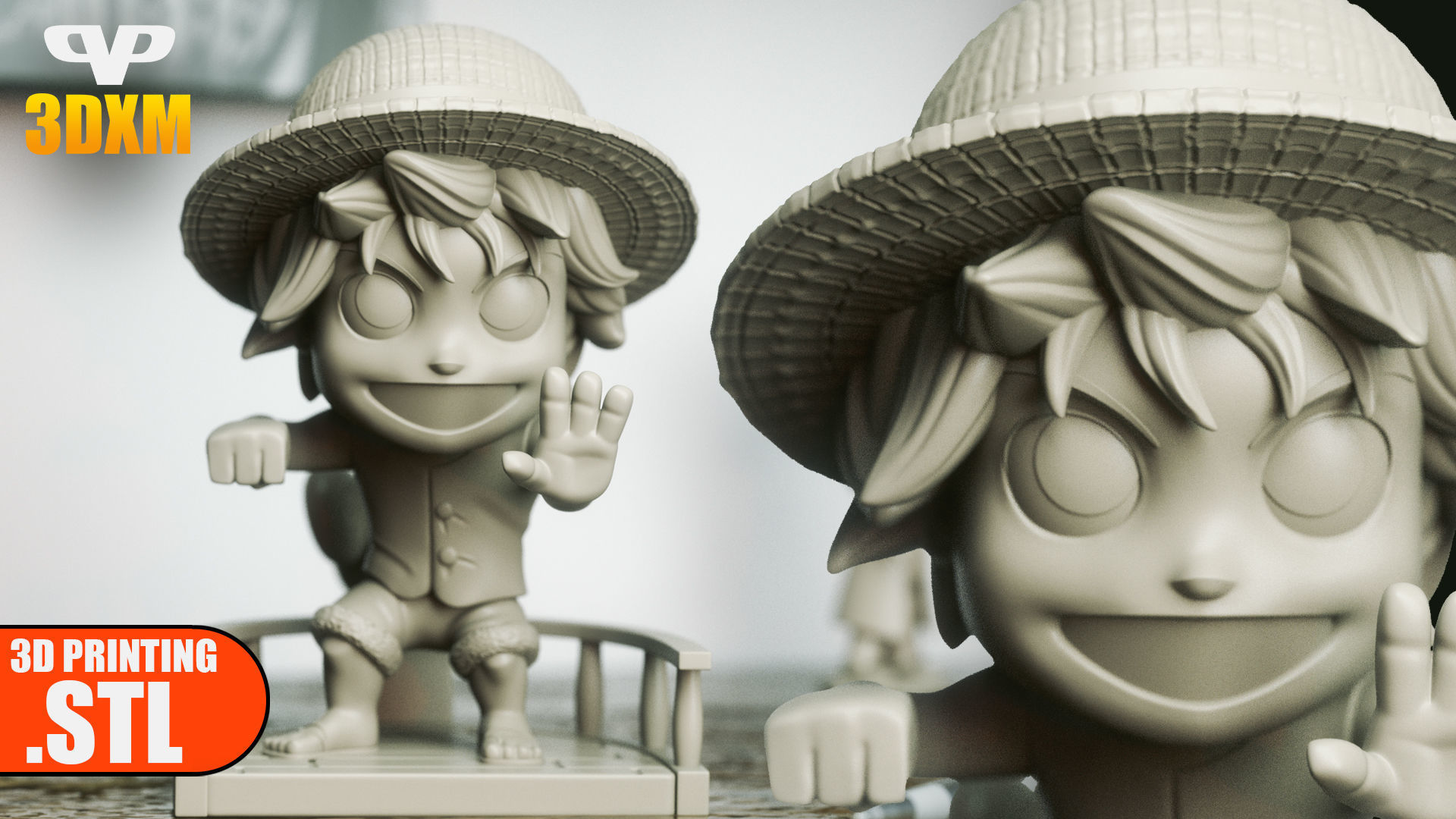 Luffy Chibi STL for 3D Printing 3DXM ChibiSTL 3D print model_2