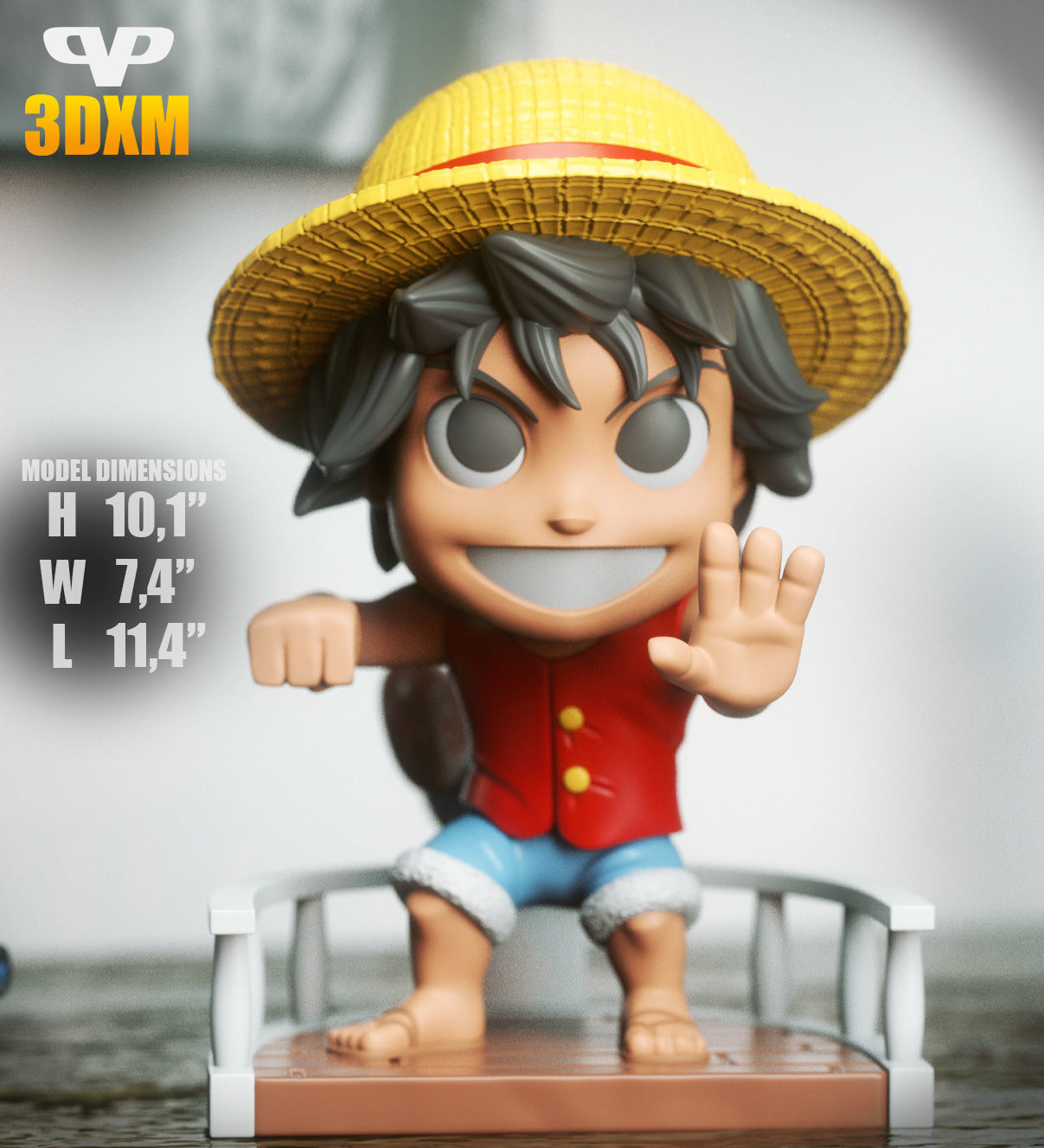 Luffy Chibi STL for 3D Printing 3DXM ChibiSTL 3D print model_3