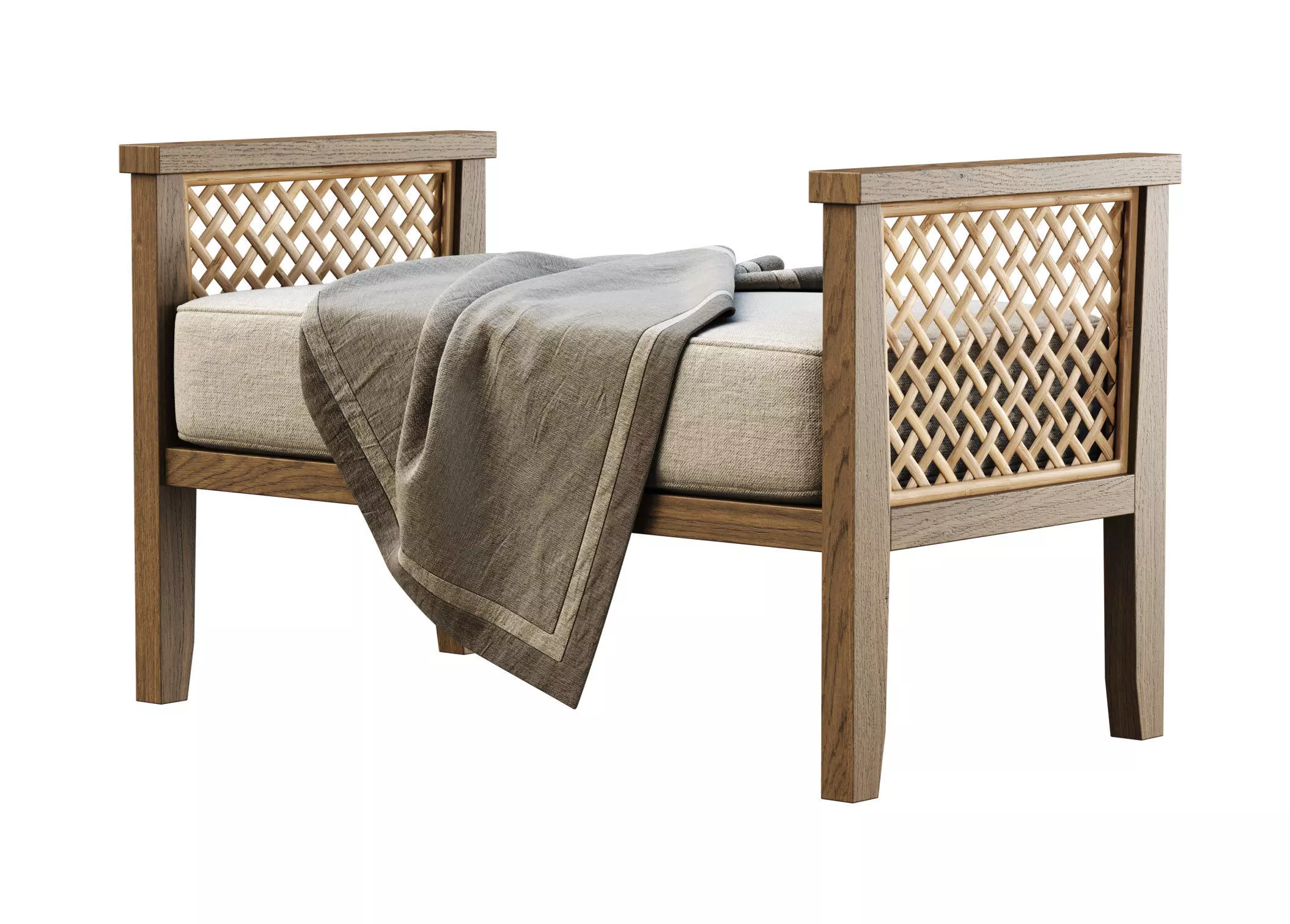 Karen wooden bench 3D model