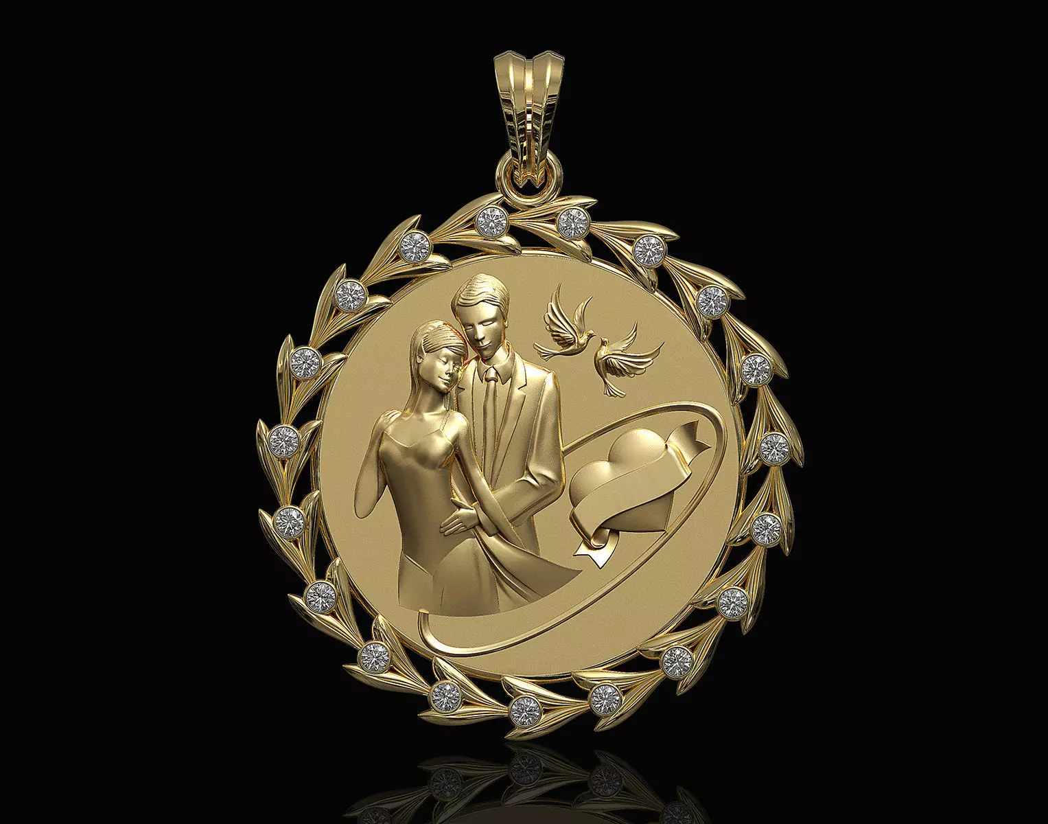 Wedding pendant 3D print model_0