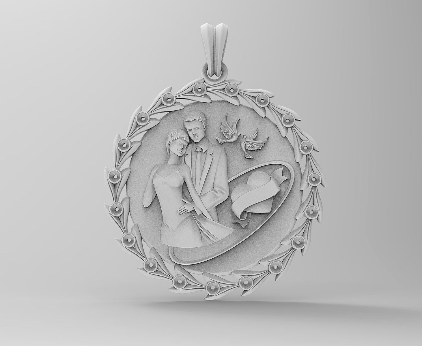 Wedding pendant 3D print model_2