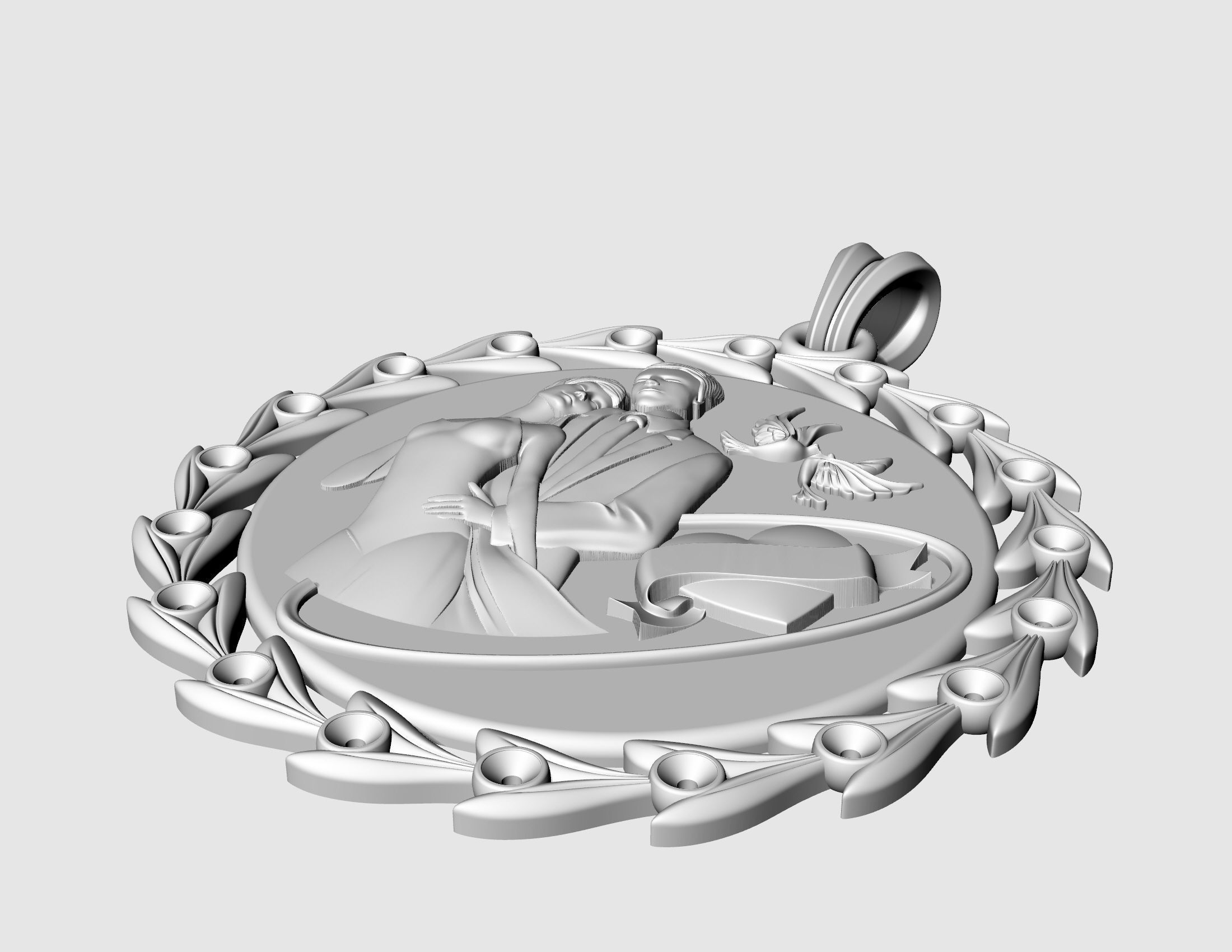 Wedding pendant 3D print model_5