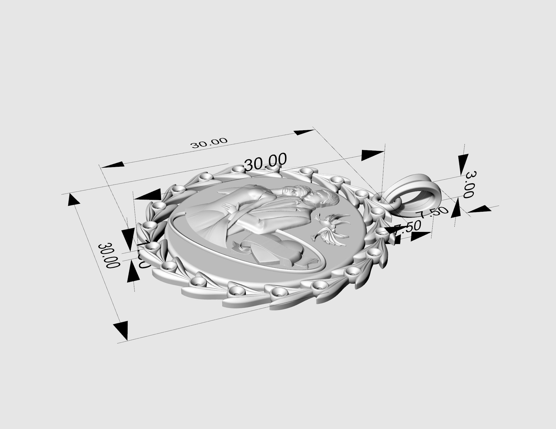 Wedding pendant 3D print model_10