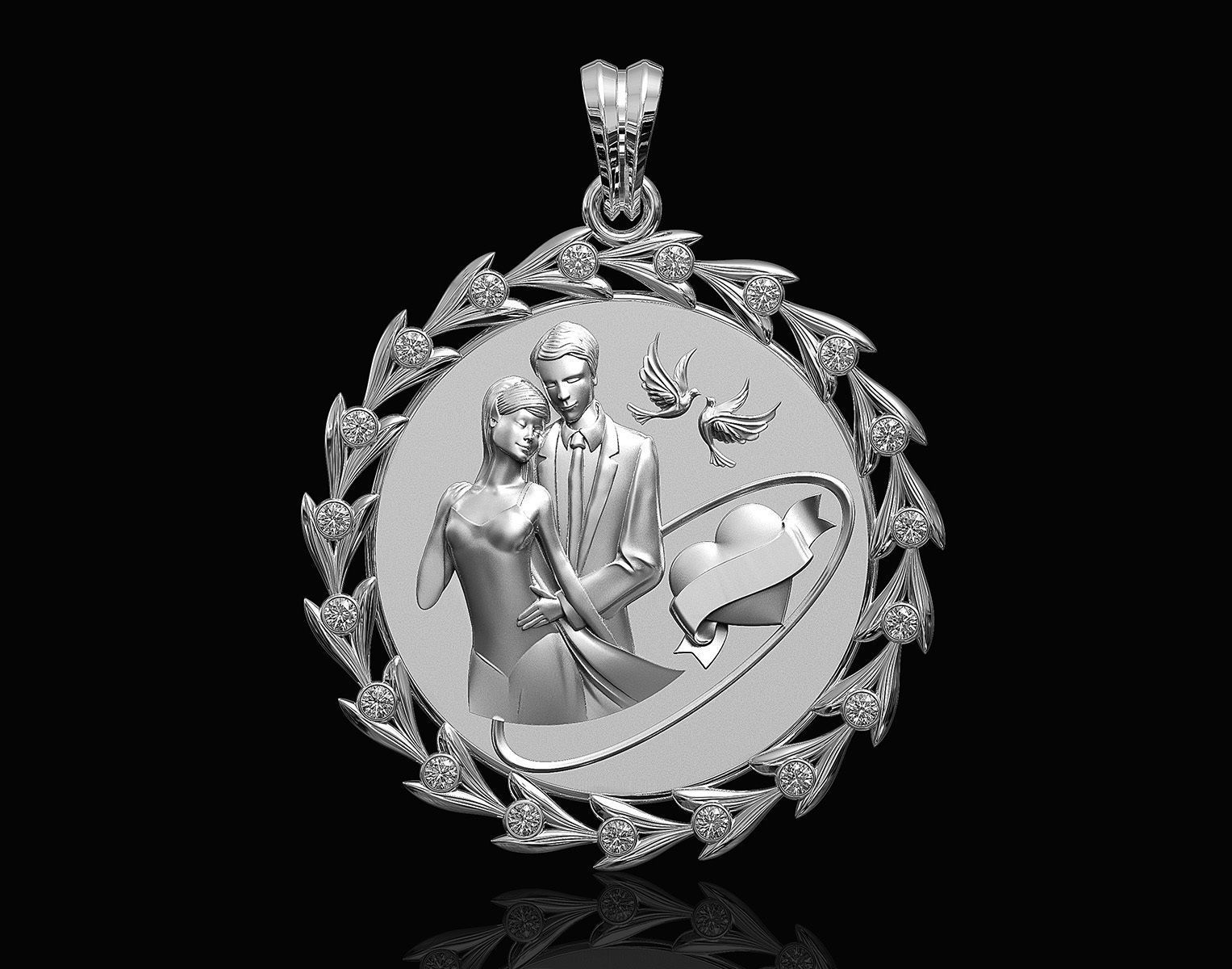 Wedding pendant 3D print model_1