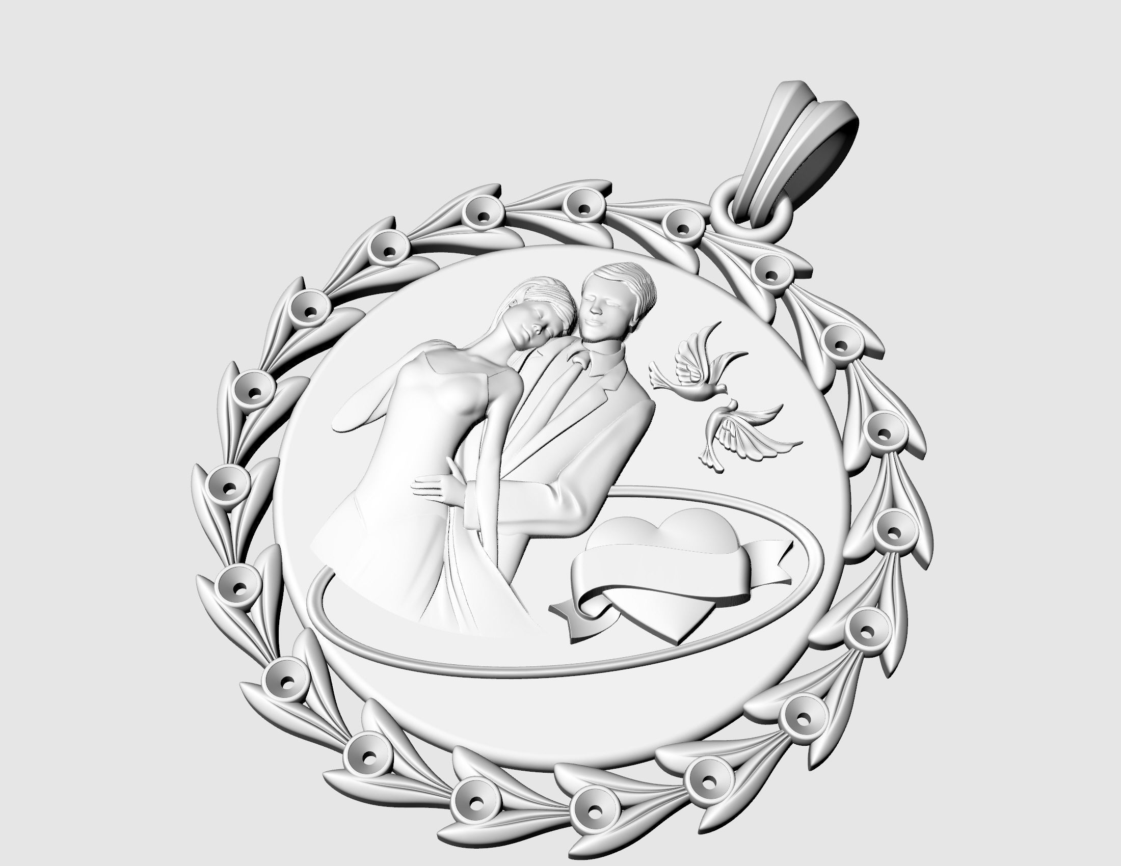Wedding pendant 3D print model_4