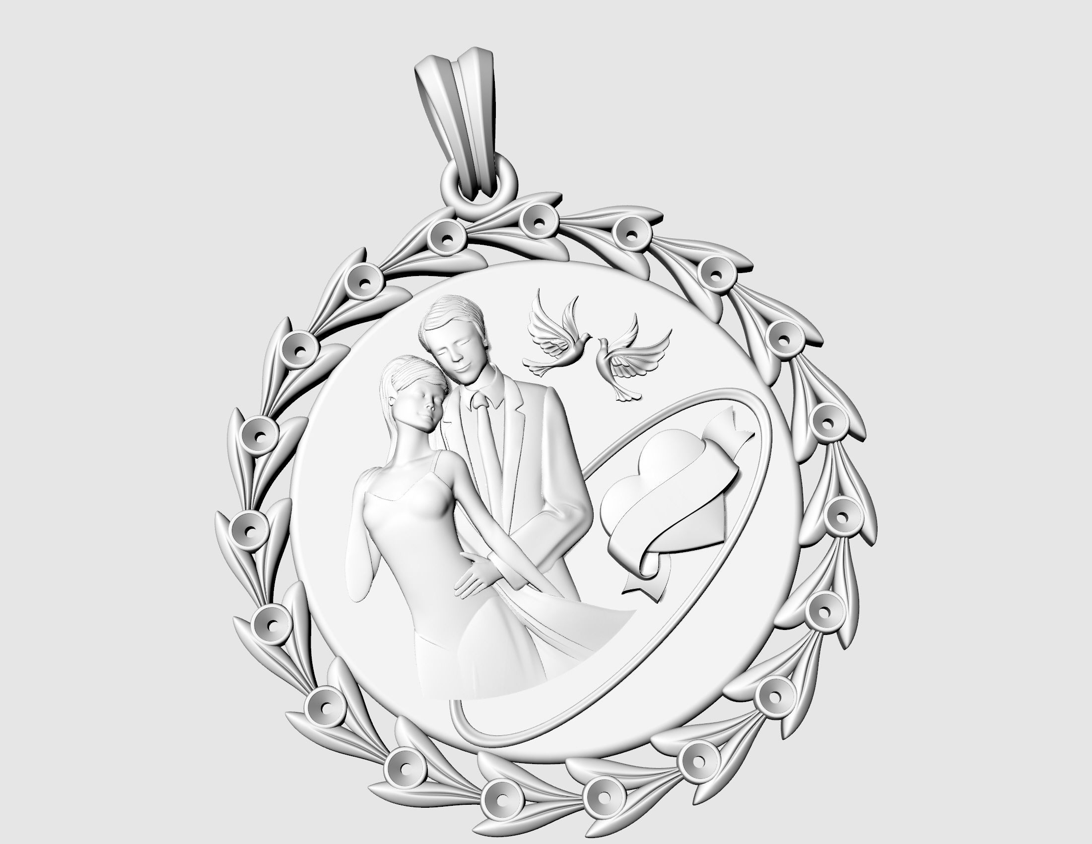 Wedding pendant 3D print model_3