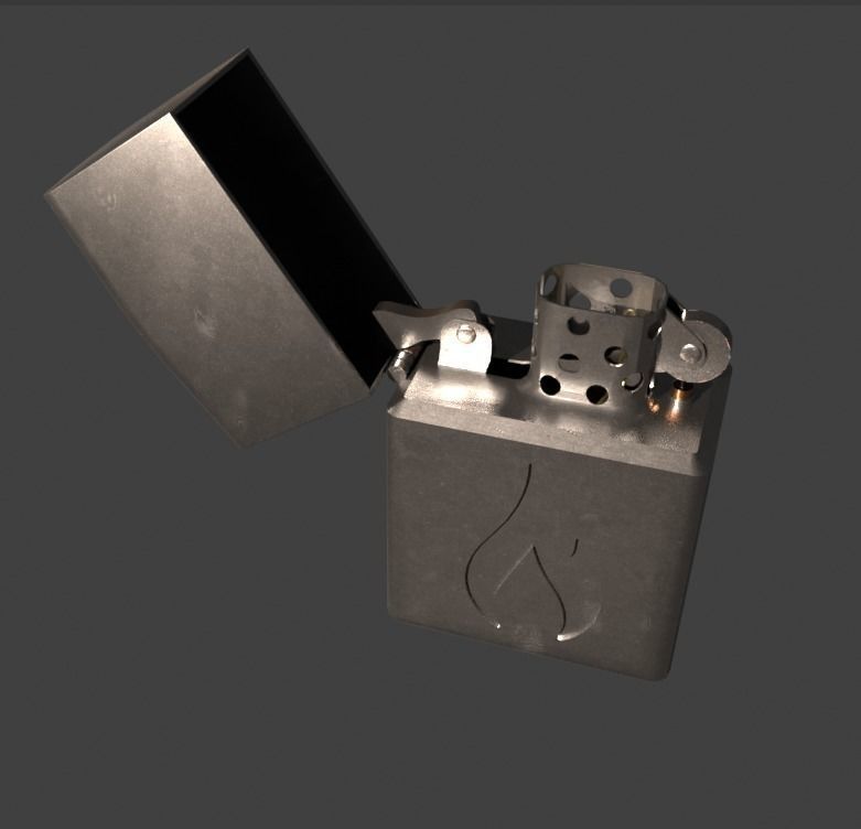 Zippo Style Metal Lighter Low-poly 3D model_1