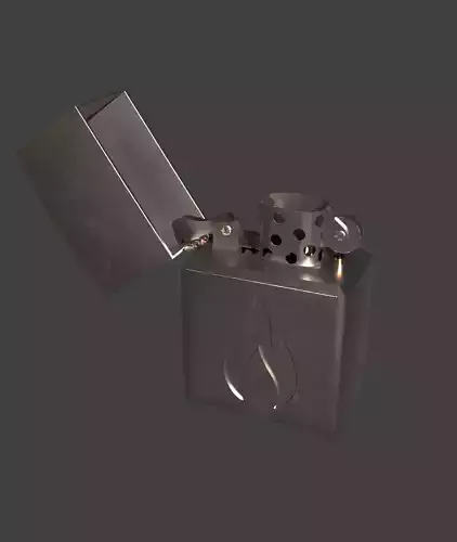 Zippo Style Metal Lighter Low-poly 3D model