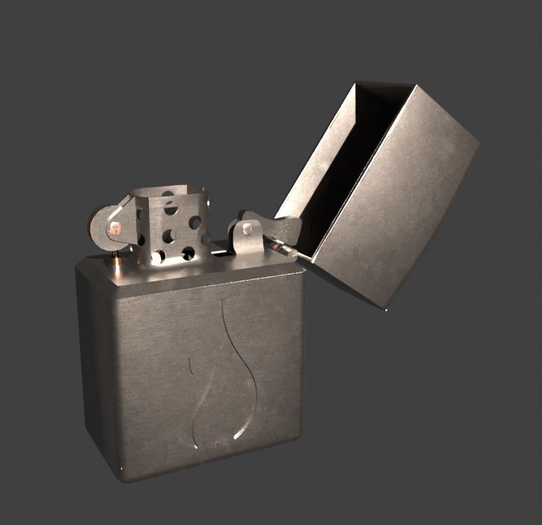 Zippo Style Metal Lighter Low-poly 3D model_2