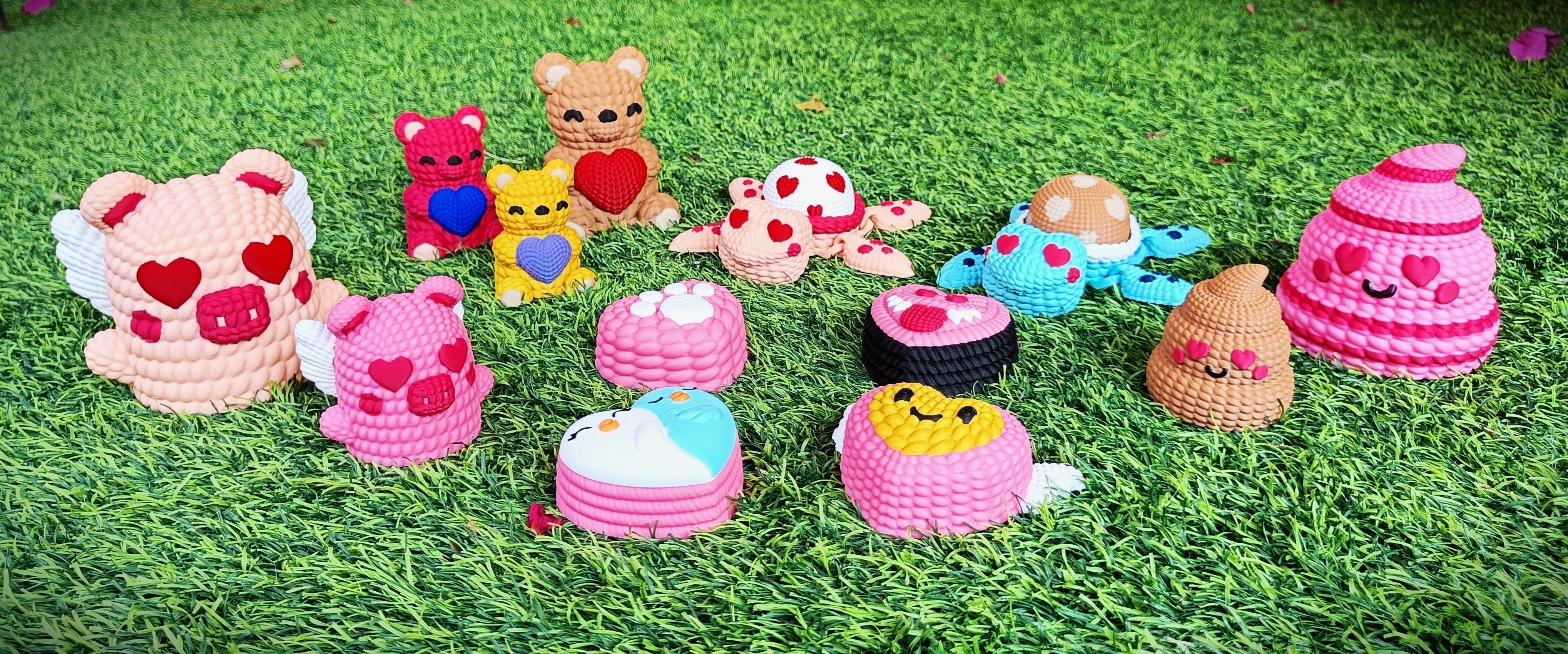 Collection Valentines Day - multicolor knitted container 3D print model_7