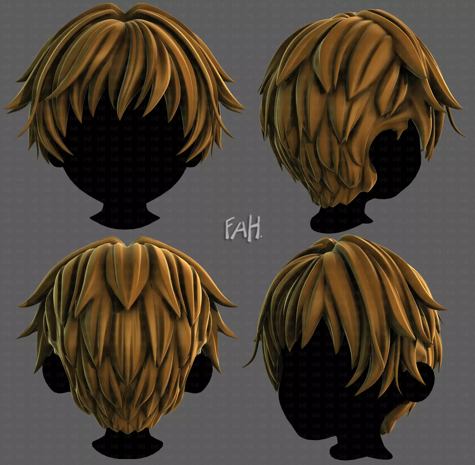 3D Hair style for boy V122 Low-poly 3D model