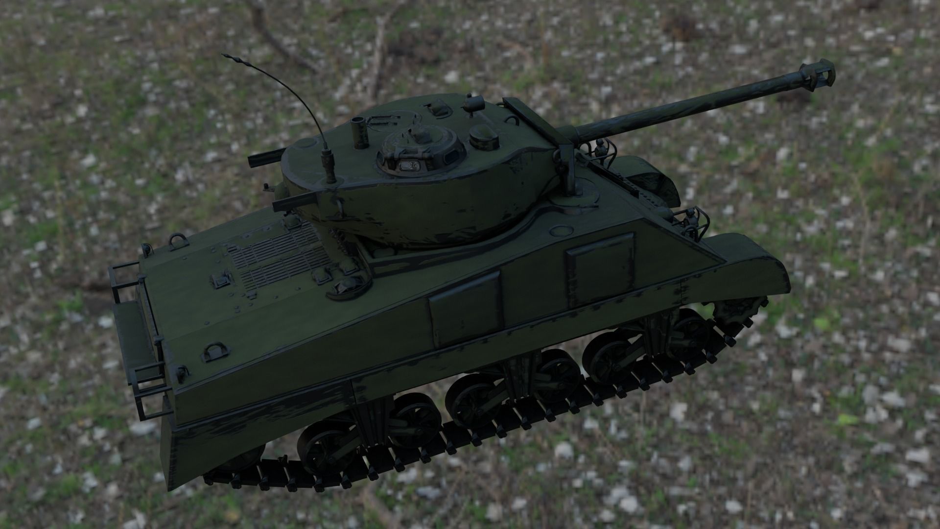 Sherman M4A2 76W Low-poly 3D model_3