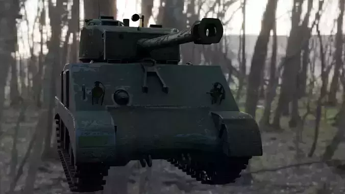 Sherman M4A2 76W Low-poly 3D model Sherman M4A2 76W Low-poly 3D model