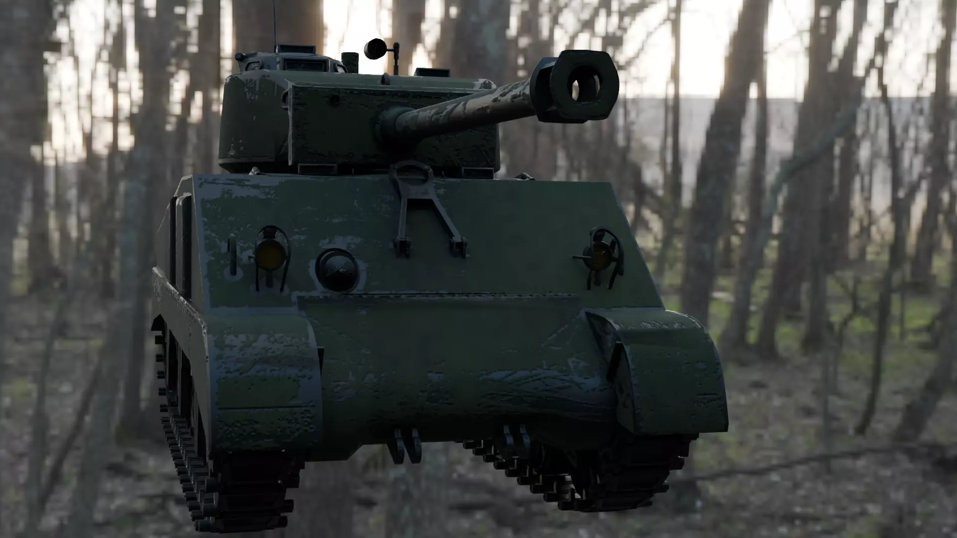 Sherman M4A2 76W Low-poly 3D model_0