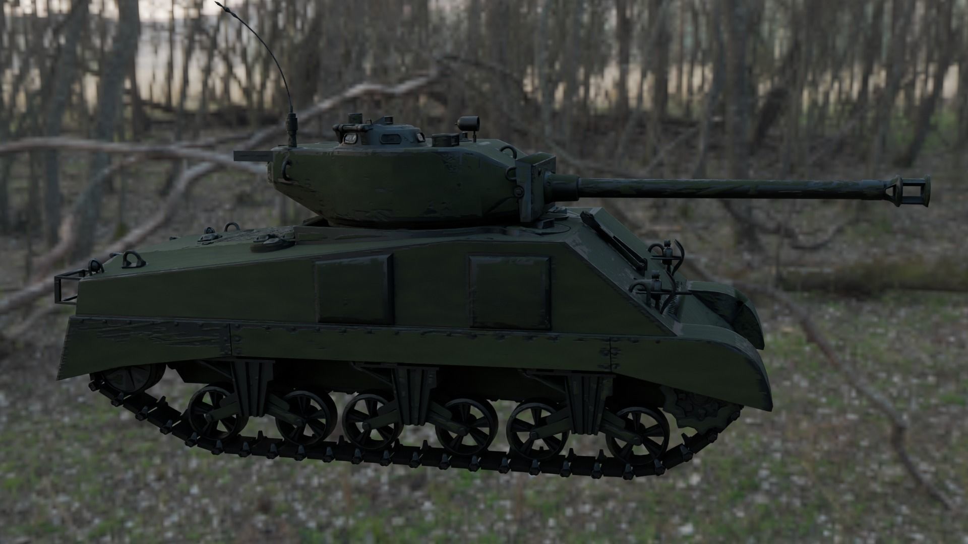 Sherman M4A2 76W Low-poly 3D model_2