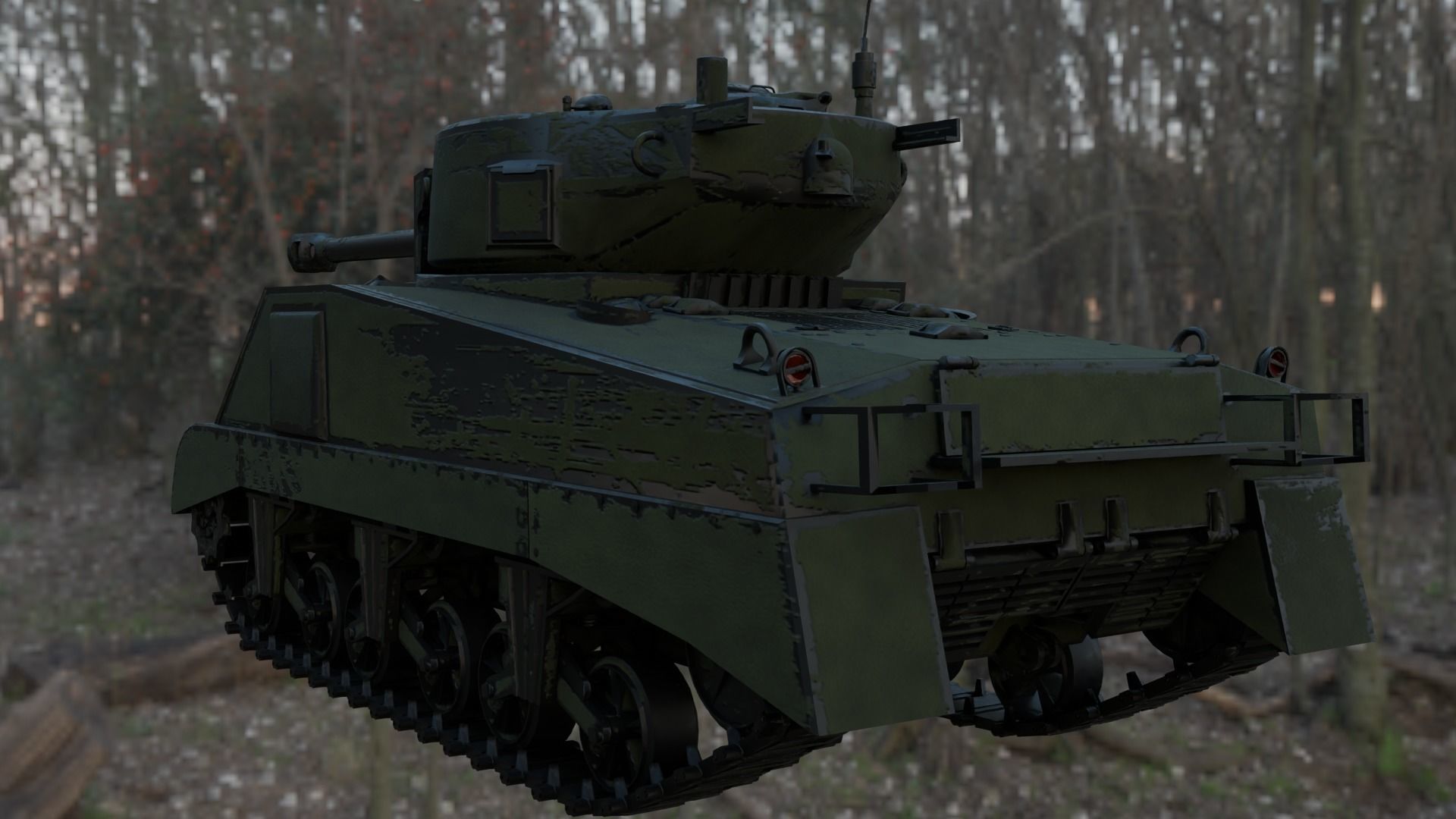 Sherman M4A2 76W Low-poly 3D model_6