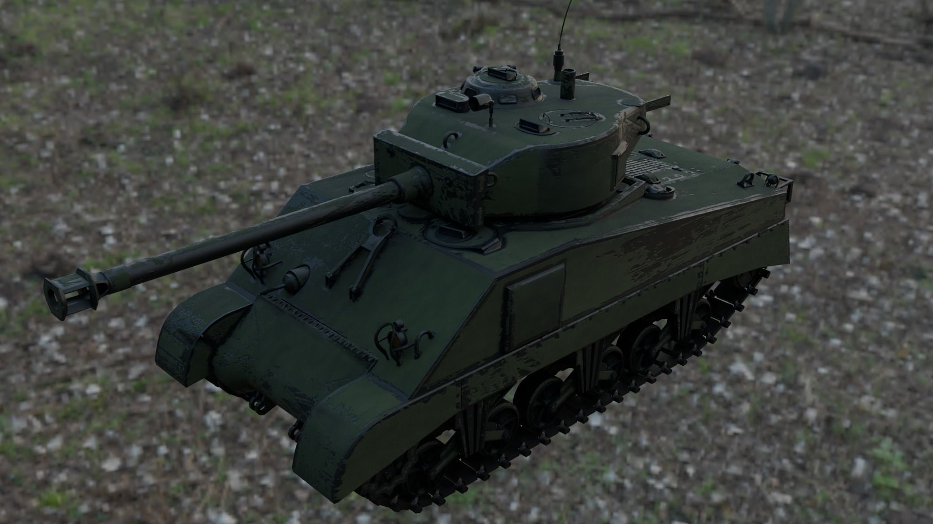 Sherman M4A2 76W Low-poly 3D model_8