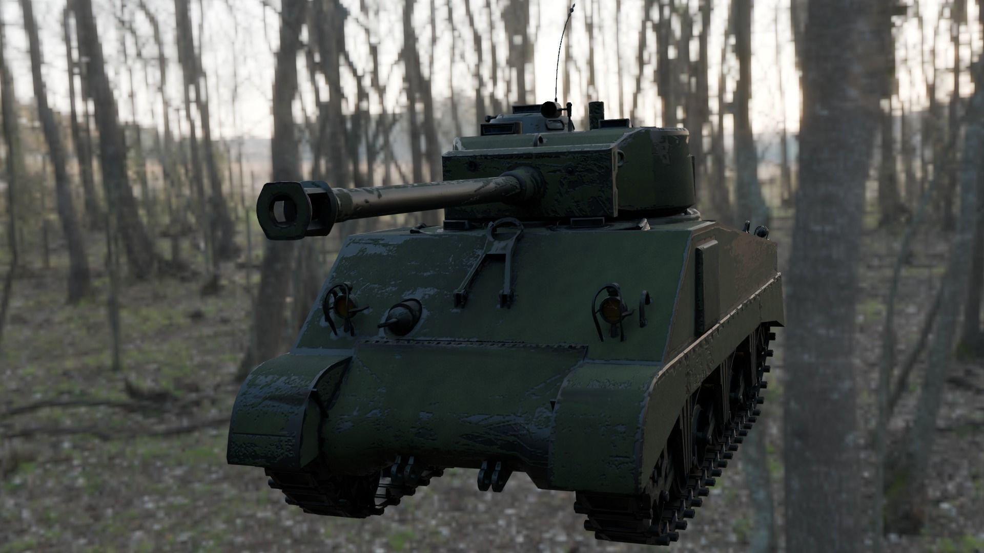 Sherman M4A2 76W Low-poly 3D model_7