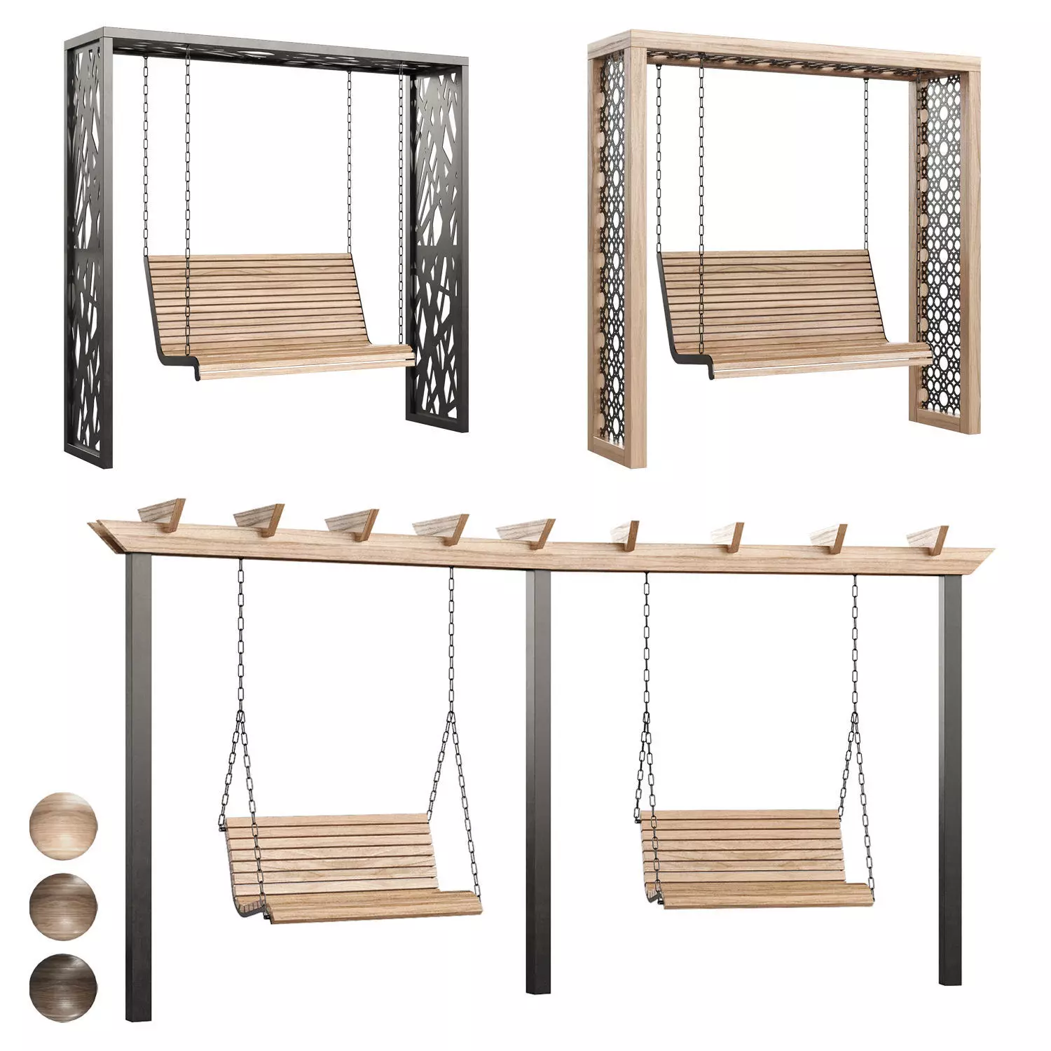 Swing set with canopy 3D model_0