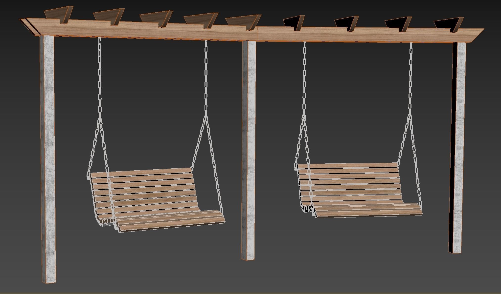 Swing set with canopy 3D model_9