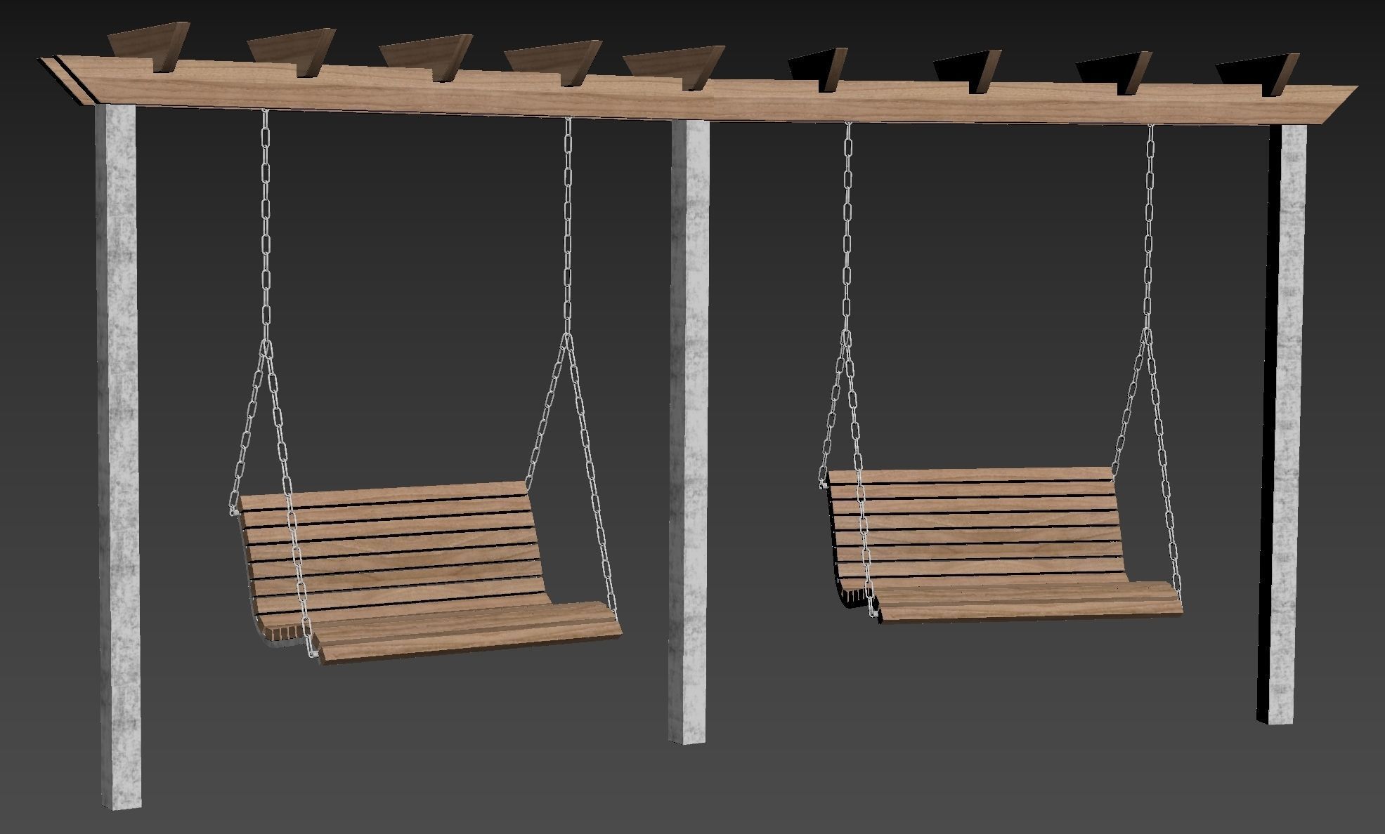 Swing set with canopy 3D model_22