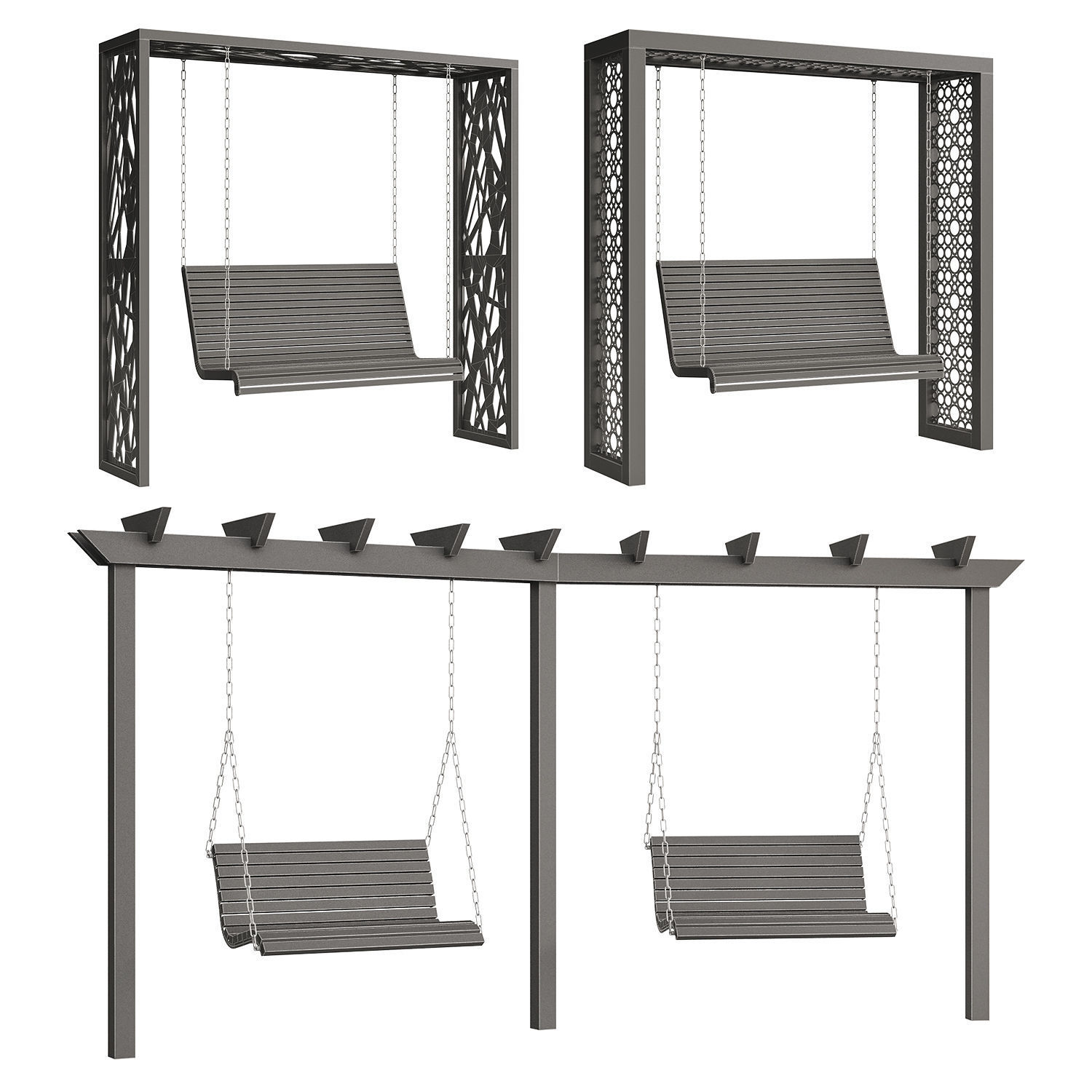 Swing set with canopy 3D model_4