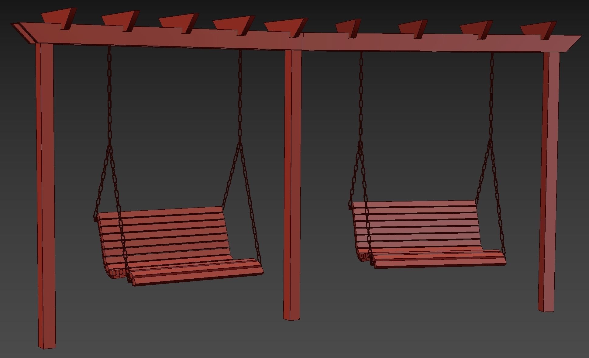 Swing set with canopy 3D model_8