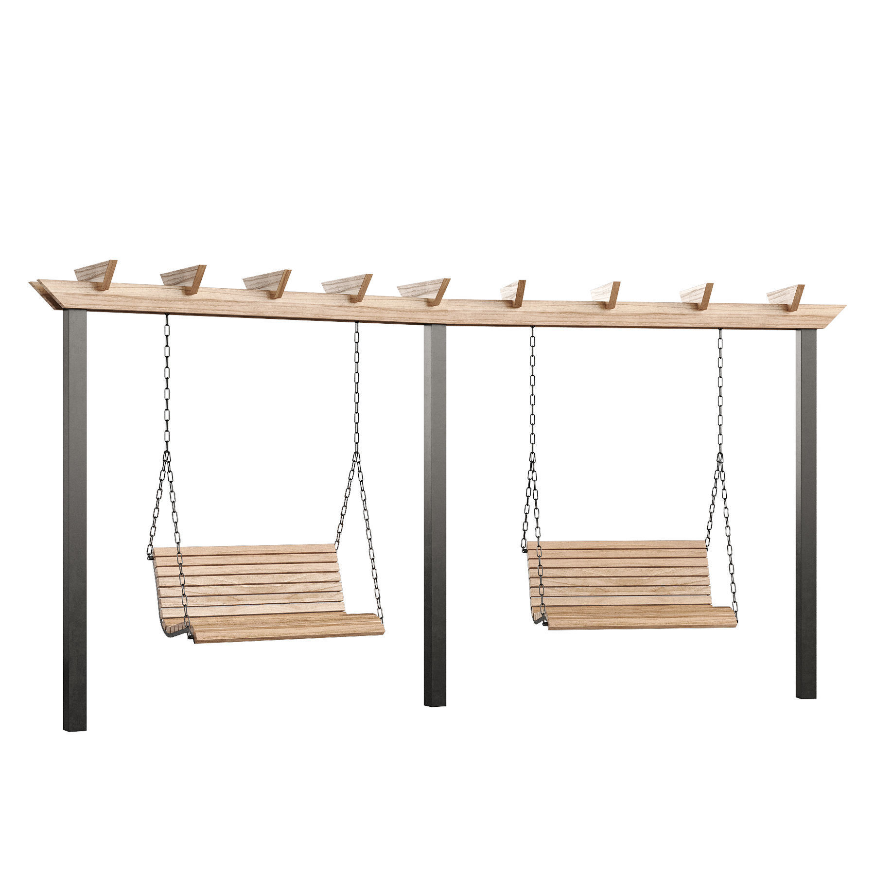 Swing set with canopy 3D model_3
