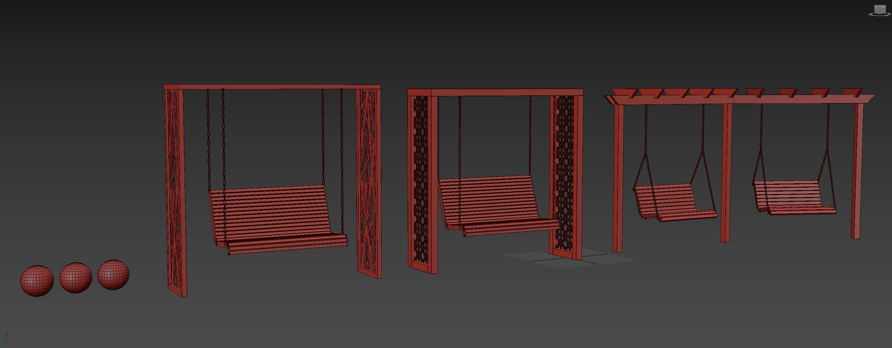 Swing set with canopy 3D model_20