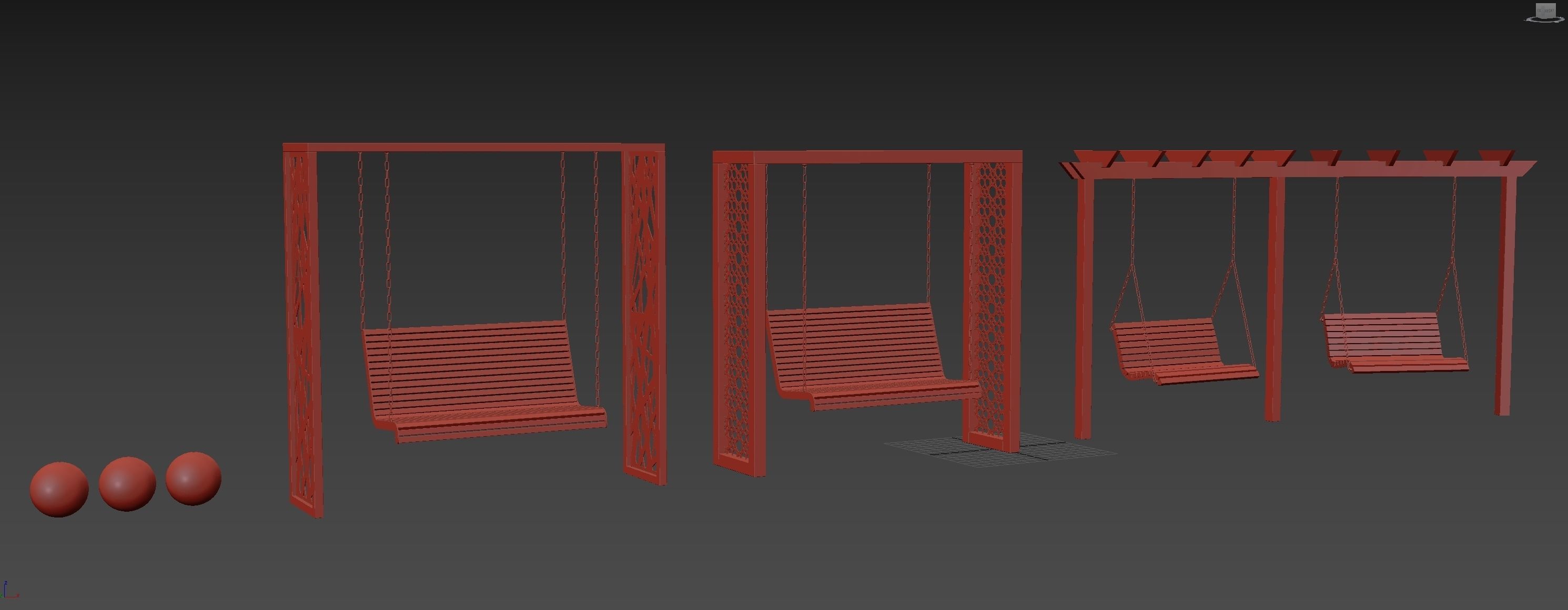 Swing set with canopy 3D model_19