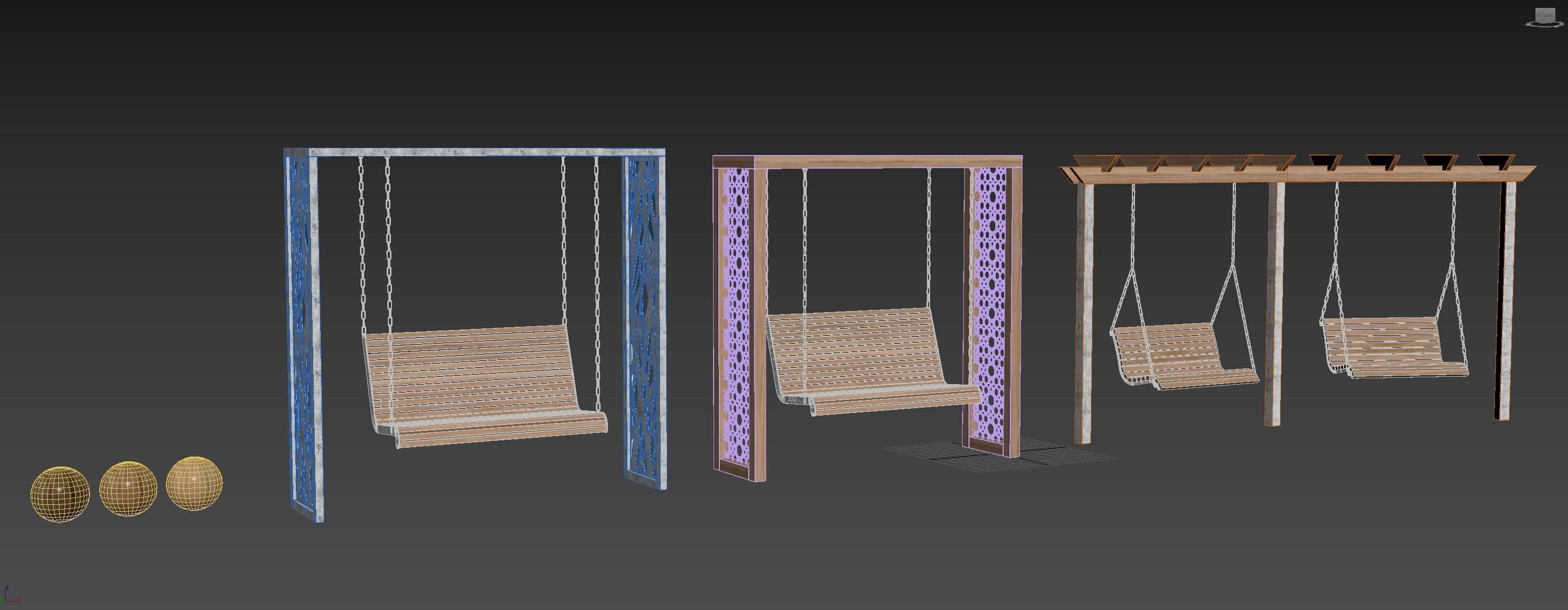 Swing set with canopy 3D model_15