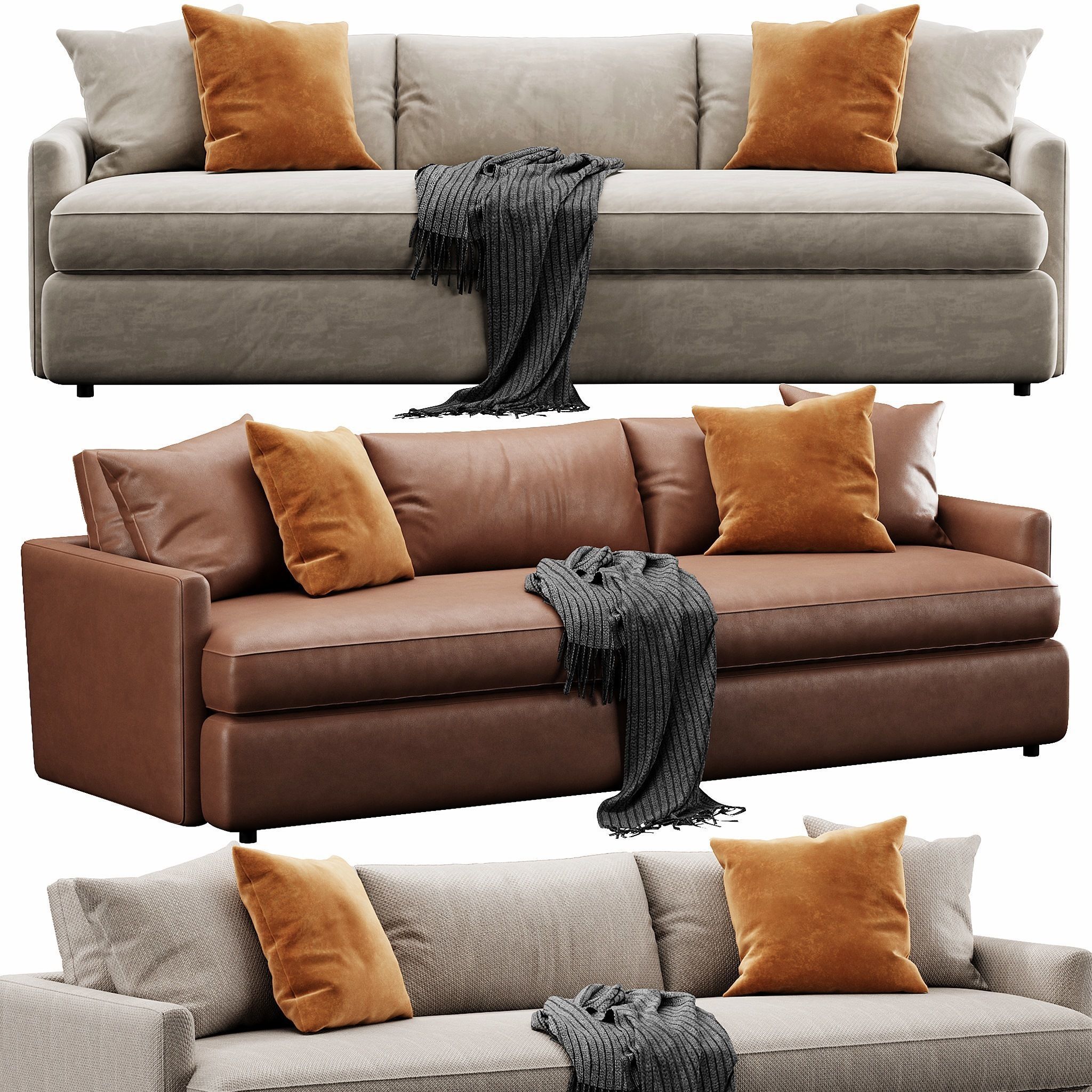 Crate and Barrel Lounge sofa 3D model_4