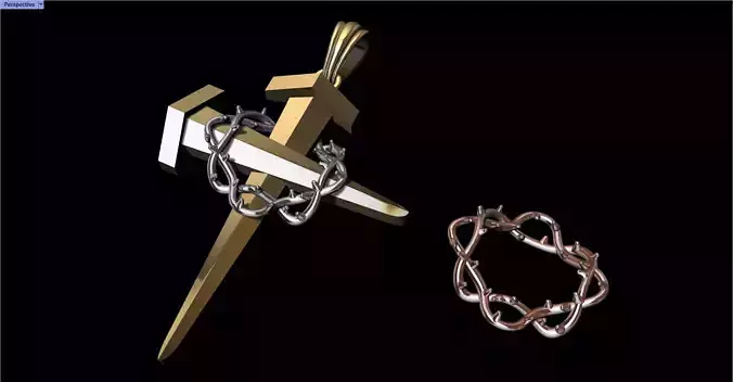 Cross with crown of thorns -Cruz con corona de espinas