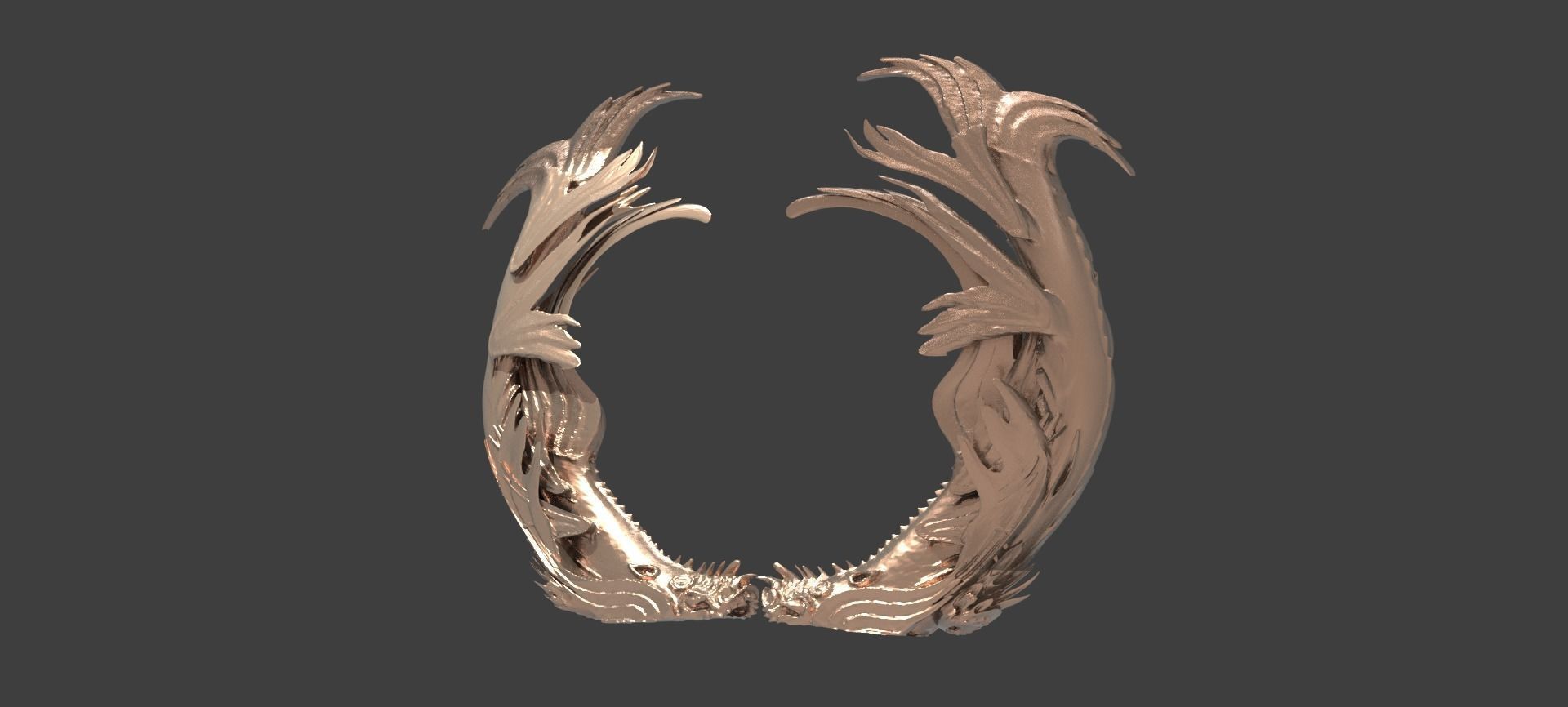 Sea serpent engraved stone arches 3D model_1