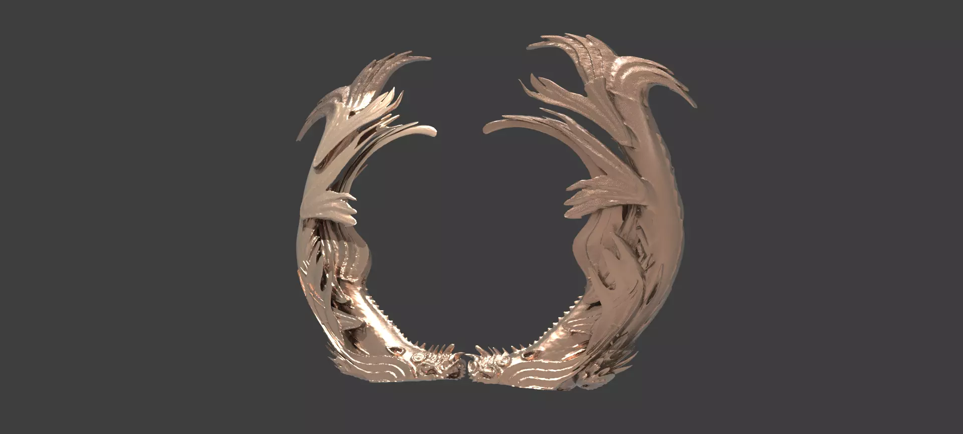 Sea serpent engraved stone arches 3D model_0