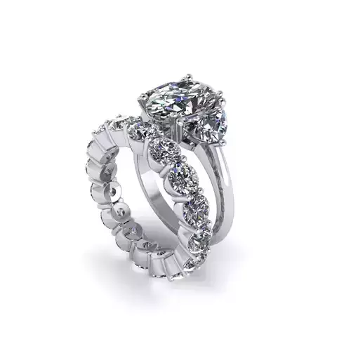 Matching Diamond Fashion Rings 3D print model