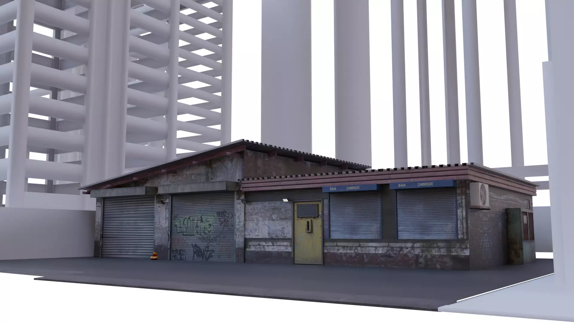 Urban Repair Garage for scenes and Games Low-poly 3D model