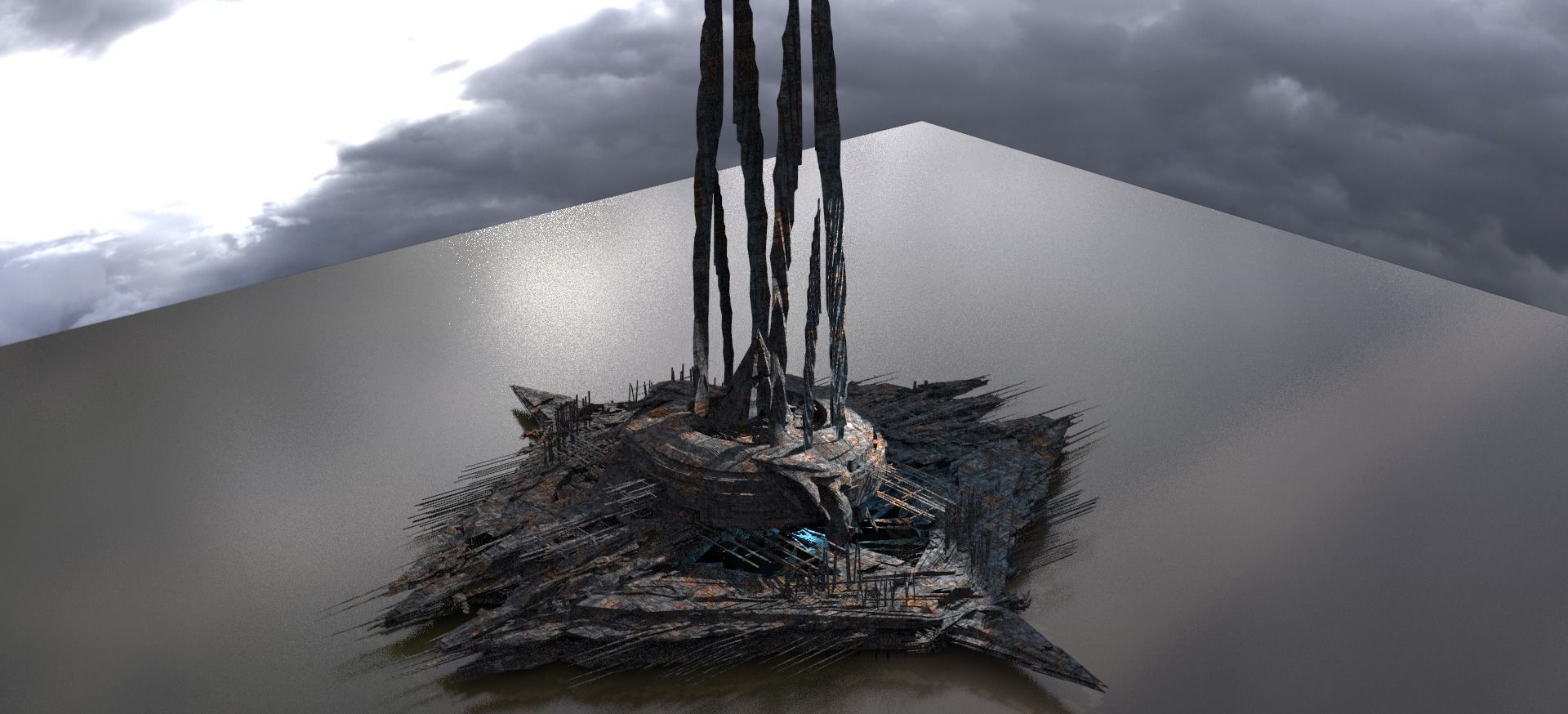 Hive Aquarium Sci fi docks 3D model_1